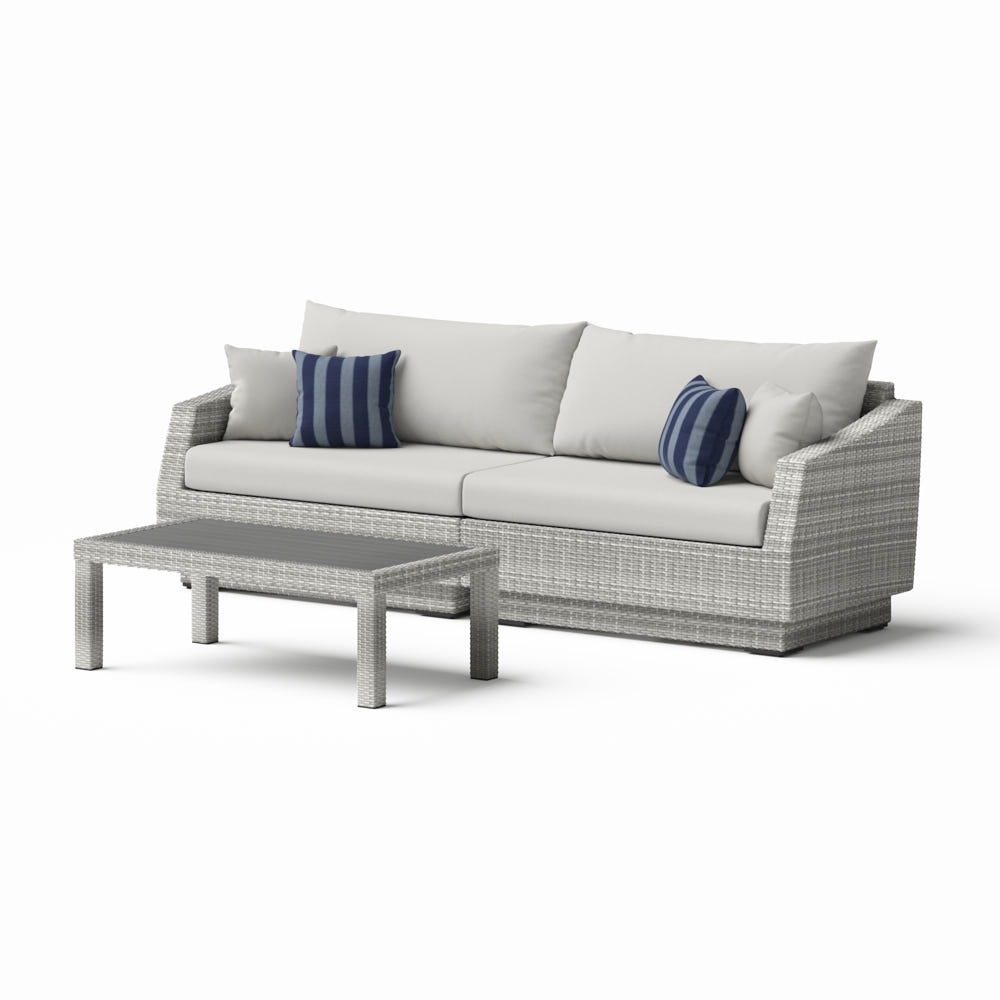 Cannes™ Sunbrella® Outdoor Sofa & Coffee Table - Centered Ink
