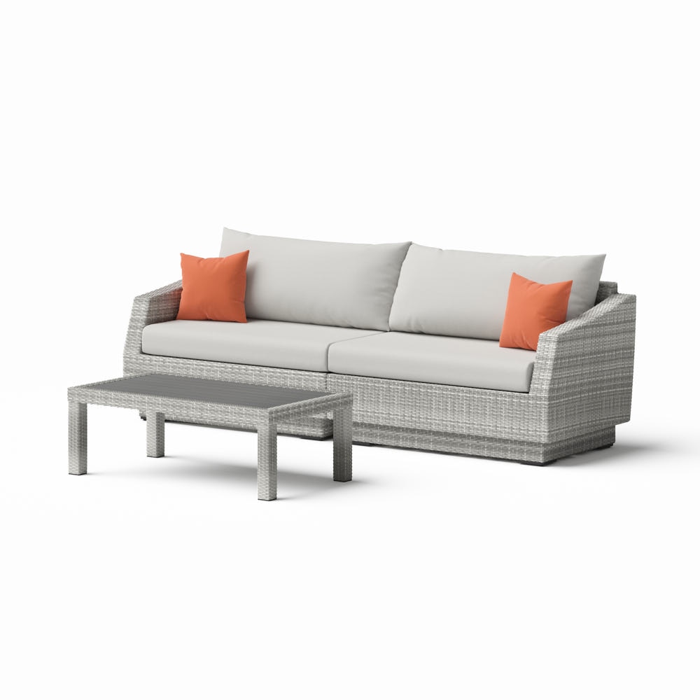 Cannes™ Sunbrella® Outdoor Sofa & Coffee Table - Cast Coral