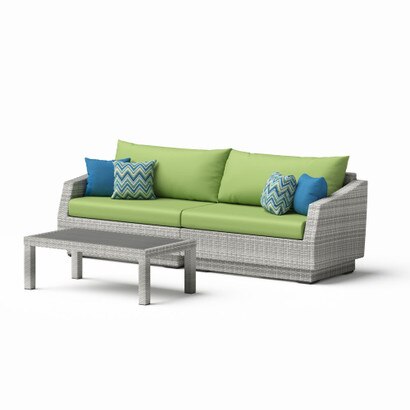 Cannes™ Sunbrella® Outdoor Sofa & Coffee Table - Ginkgo Green