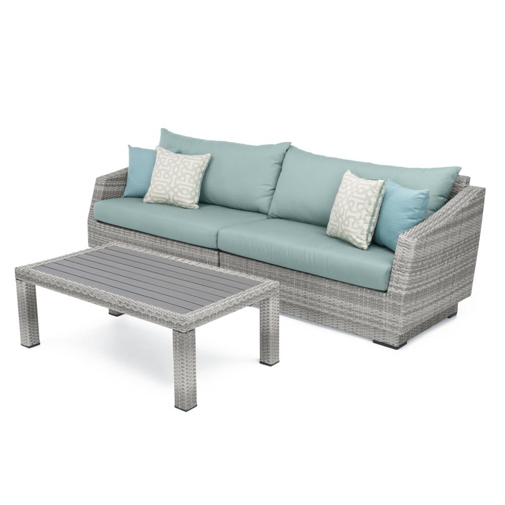 Cannes™ Sunbrella® Outdoor Sofa & Coffee Table - Spa Blue