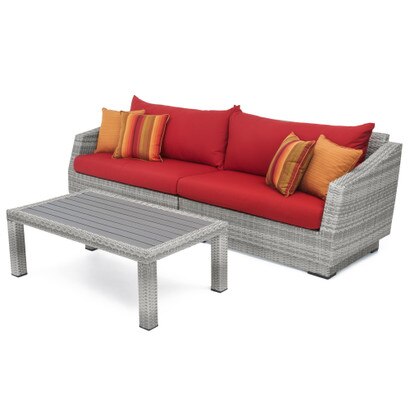 Cannes™ Sunbrella® Outdoor Sofa & Coffee Table - Sunset Red
