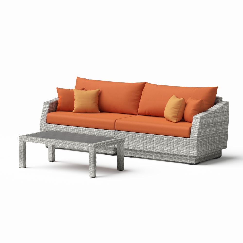 Cannes™ Sunbrella® Outdoor Sofa & Coffee Table - Tikka Orange