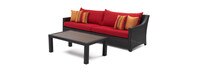 Deco™ Sofa & Deluxe Coffee Table - Sunset Red