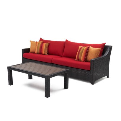 Deco™ Sunbrella® Outdoor Sofa & Coffee Table - Sunset Red