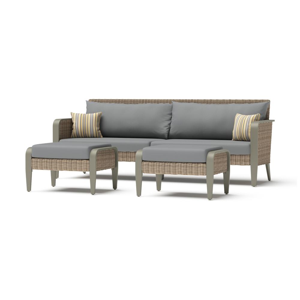 Grantina™ 88in Sunbrella® Outdoor Sofa & Ottomans - Charcoal Gray
