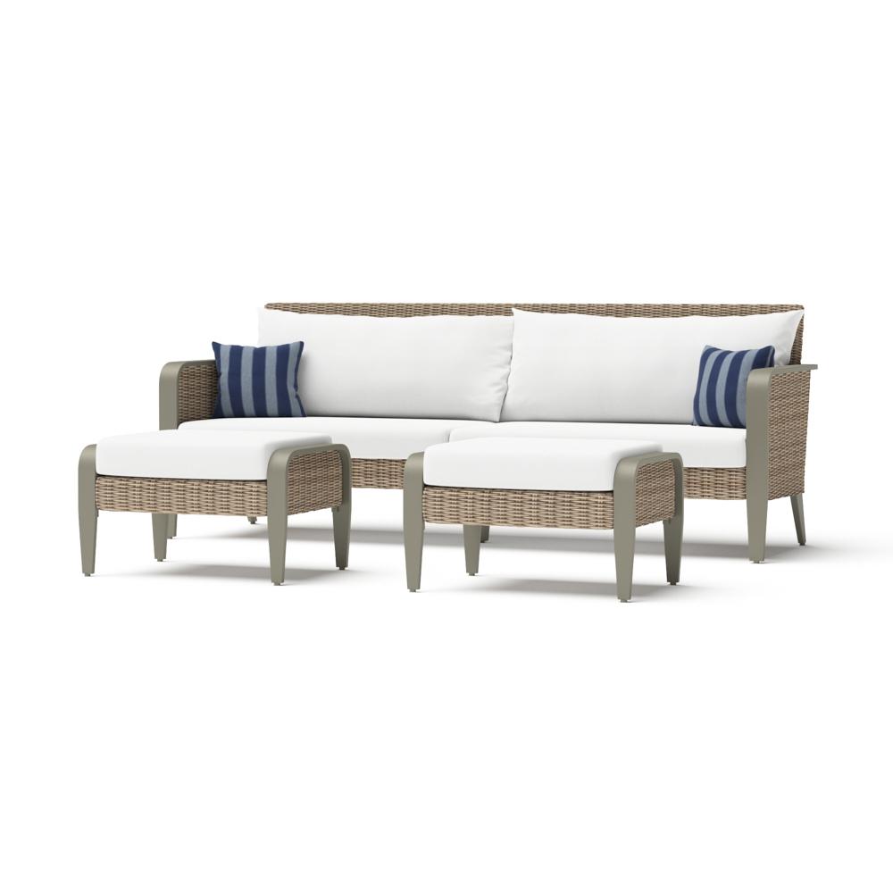 Grantina™ 88in Sunbrella® Outdoor Sofa & Ottomans - Centered Ink