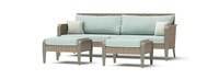 Grantina™ 88in Sofa and Ottomans - Spa Blue