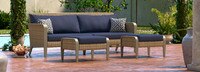 Grantina™ 88in Sofa and Ottomans - Spa Blue