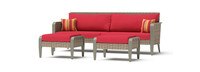 Grantina™ 88in Sofa and Ottomans - Sunset Red