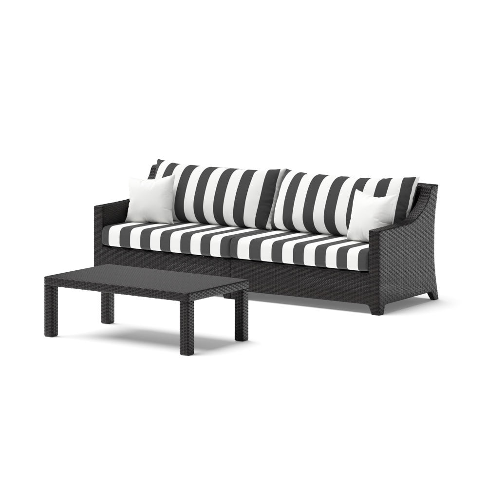 Deco™ Sunbrella® Outdoor Sofa & Coffee Table - Canvas Cabana