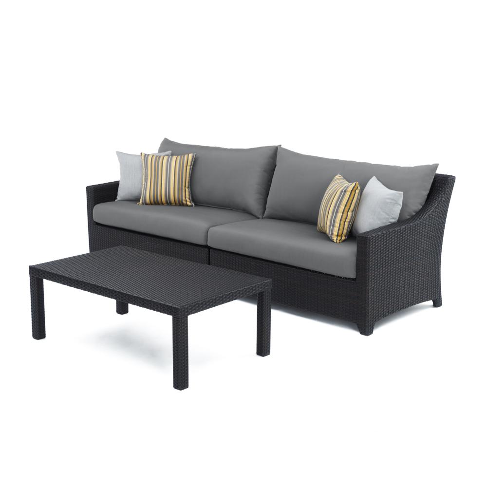 Deco™ Sunbrella® Outdoor Sofa & Coffee Table - Charcoal Gray