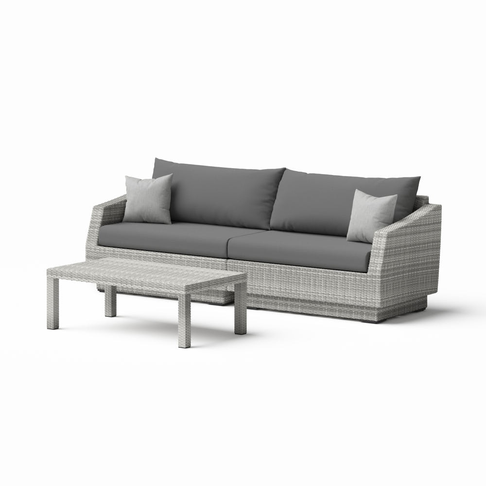 Cannes™ Sunbrella® Outdoor Sofa & Coffee Table - Charcoal Gray
