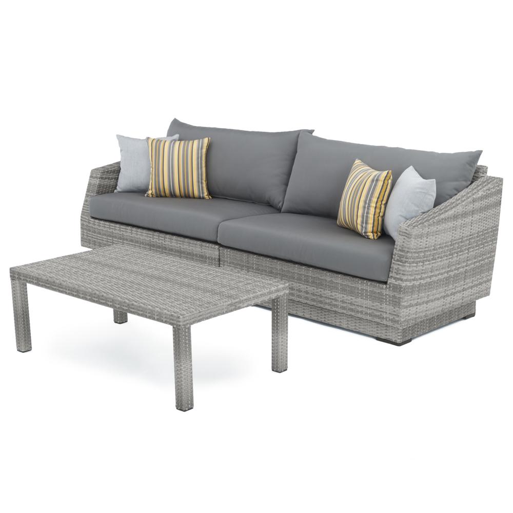 Cannes™ Sunbrella® Outdoor Sofa & Coffee Table - Charcoal Gray