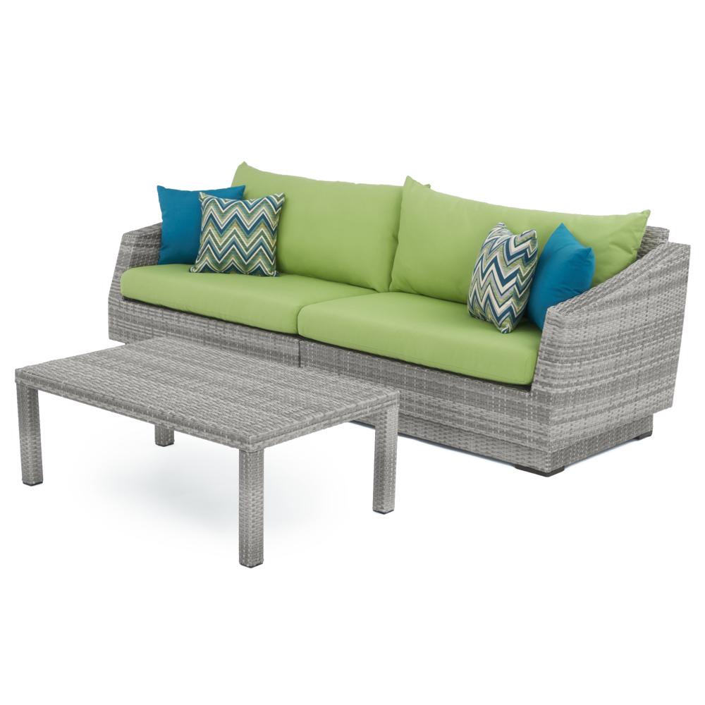 Cannes™ Sunbrella® Outdoor Sofa & Coffee Table - Ginkgo Green