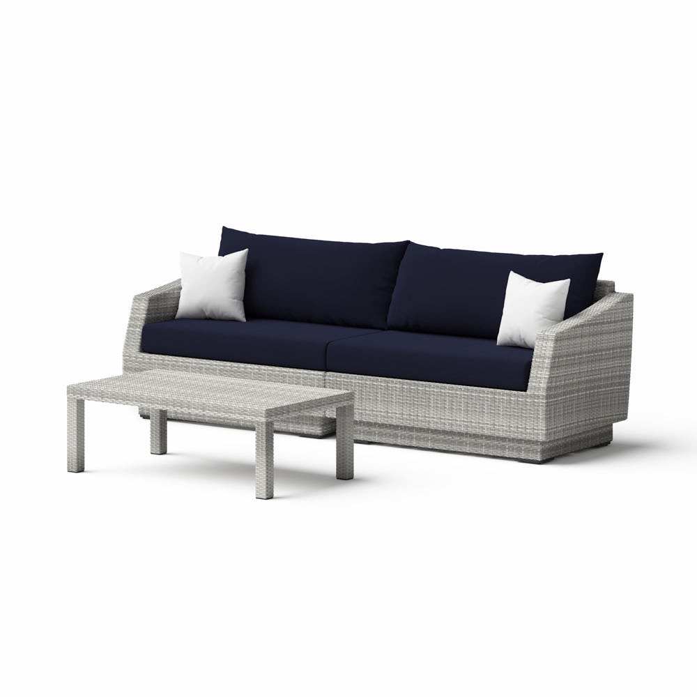 Cannes™ Sunbrella® Outdoor Sofa & Coffee Table - Navy Blue