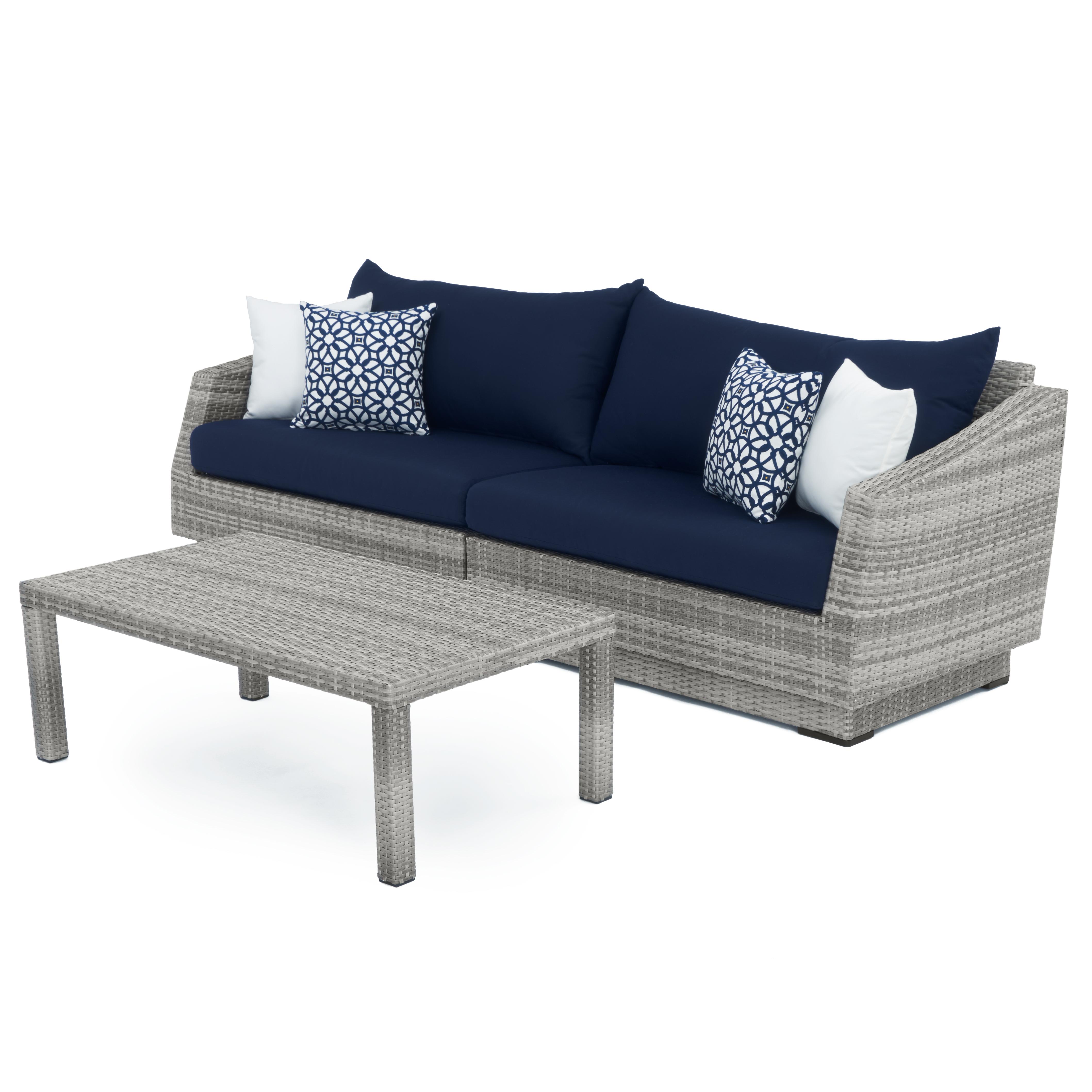Cannes™ Sunbrella® Outdoor Sofa & Coffee Table - Navy Blue
