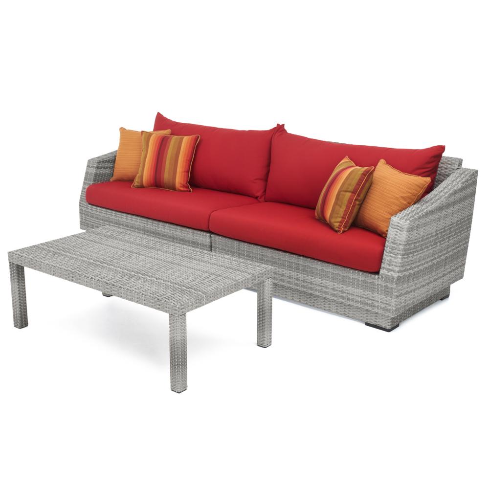 Cannes™ Sofa & Coffee Table - Sunset Red