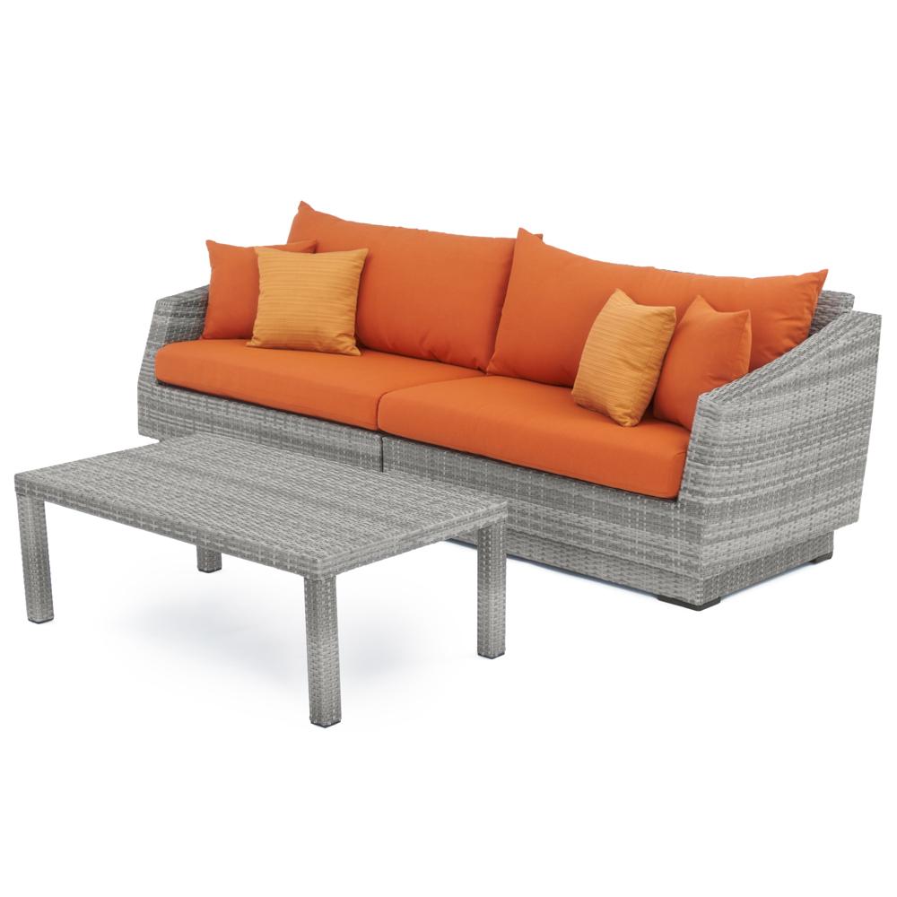 Cannes™ Sunbrella® Outdoor Sofa & Coffee Table - Tikka Orange