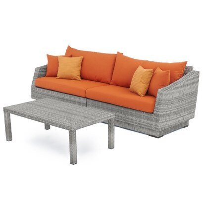 Cannes™ Sunbrella® Outdoor Sofa & Coffee Table - Tikka Orange