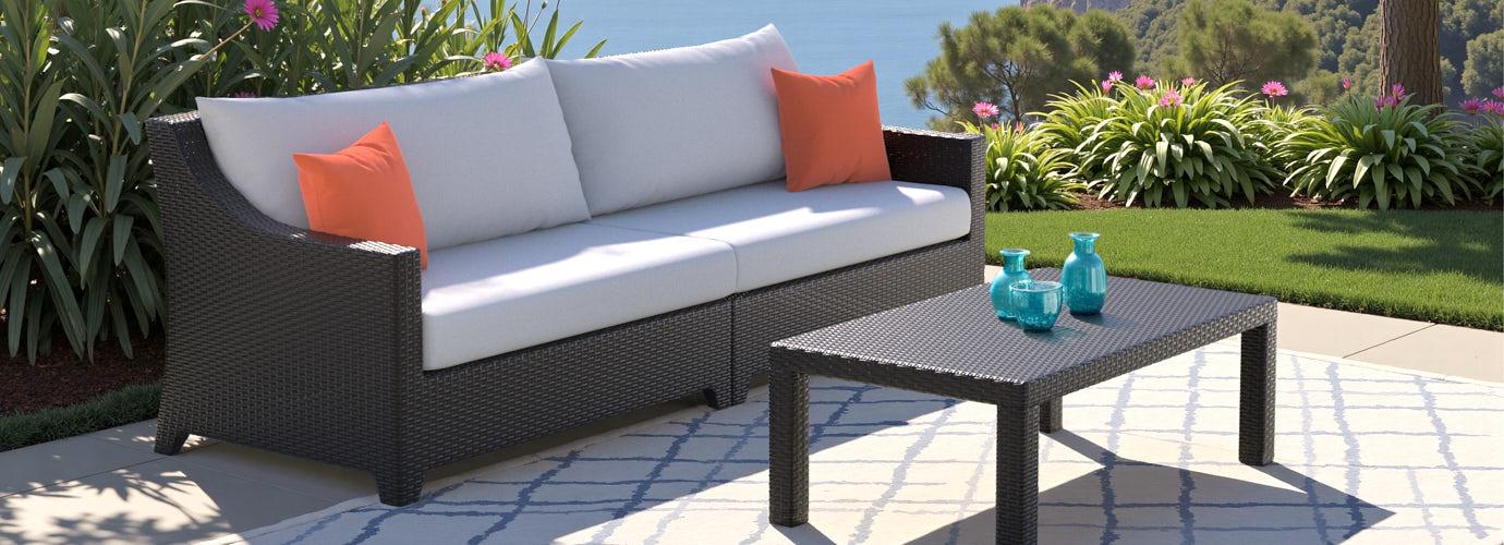 RST Brands Deco Sunbrella Outdoor Sofa & Coffee Table - Thumbnail 4