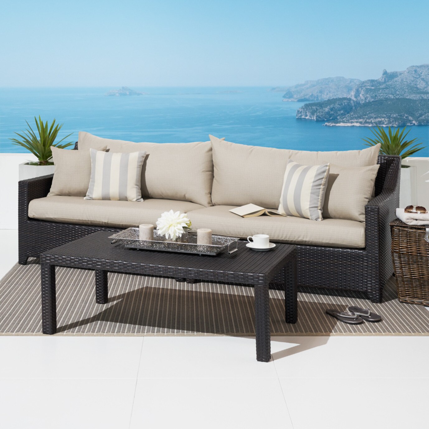 Deco Sofa with Coffee Table - Slate Grey | RST Brands