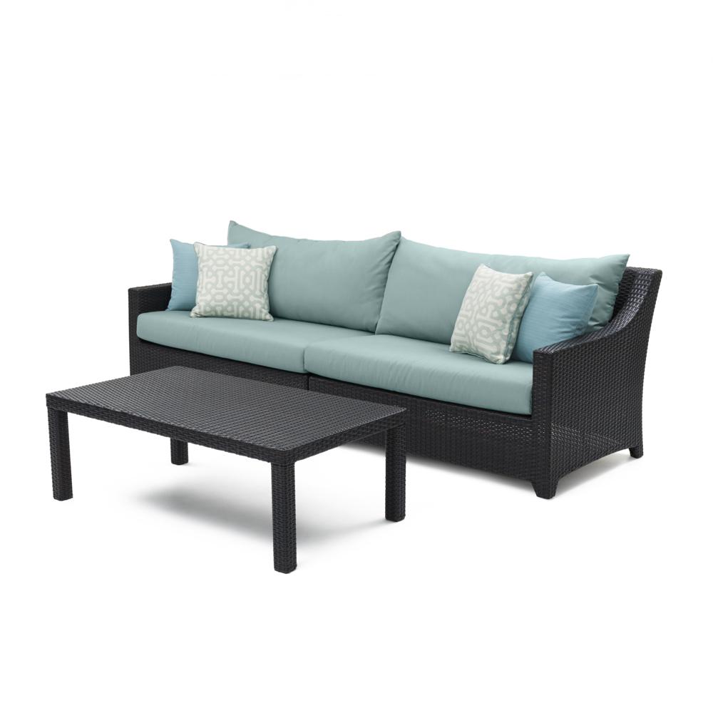 Deco™ Sunbrella® Outdoor Sofa & Coffee Table - Spa Blue