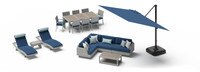 Portofino® Comfort 18 Piece Sunbrella® Outdoor Patio Sectional Seating & Dining Set With Umbrella - Laguna Blue