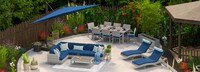 Portofino® Comfort 18 Piece Sunbrella® Outdoor Patio Sectional Seating & Dining Set With Umbrella - Laguna Blue
