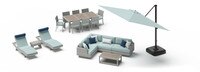 Portofino® Comfort 18 Piece Sunbrella® Outdoor Patio Sectional Seating & Dining Set With Umbrella - Spa Blue
