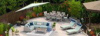 Portofino® Comfort 18 Piece Sunbrella® Outdoor Patio Sectional Seating & Dining Set With Umbrella - Spa Blue
