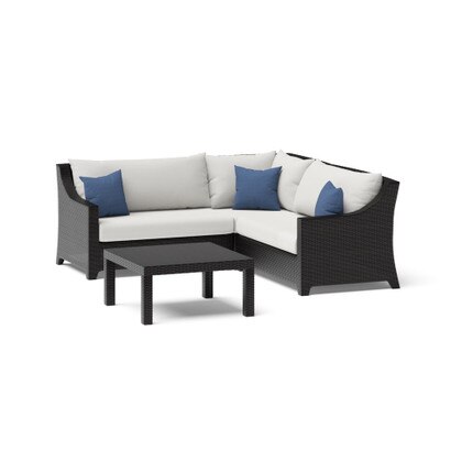Deco™ 4 Piece Sunbrella® Outdoor Sectional & Table - Bliss Ink