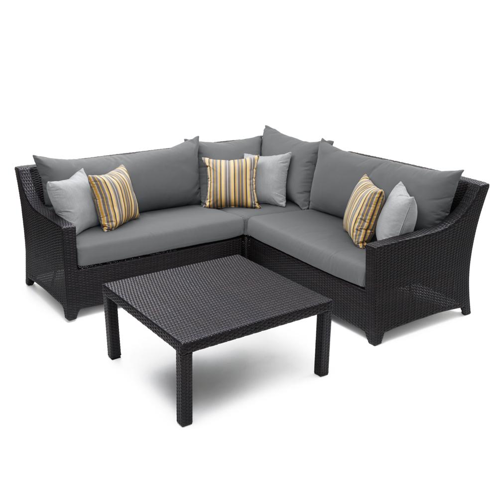 Deco 4 Piece Sectional and Table - Charcoal Gray