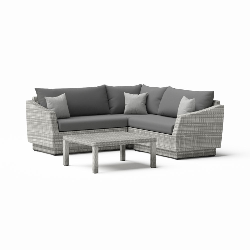 Cannes™ 4 Piece Sunbrella® Outdoor Sectional & Table - Charcoal Gray