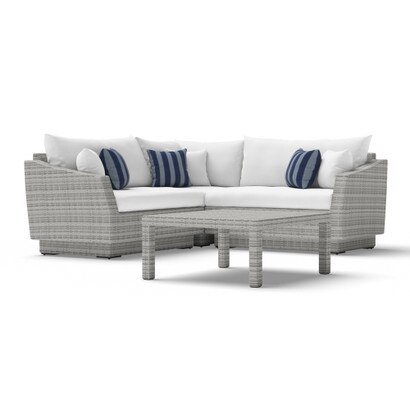 Cannes™ 4 Piece Sunbrella® Outdoor Sectional & Table - Centered Ink