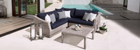 Cannes™ 4 Piece Sunbrella® Outdoor Sectional & Table - Spa Blue