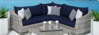 Cannes™ 4 Piece Sunbrella® Outdoor Sectional & Table - Spa Blue