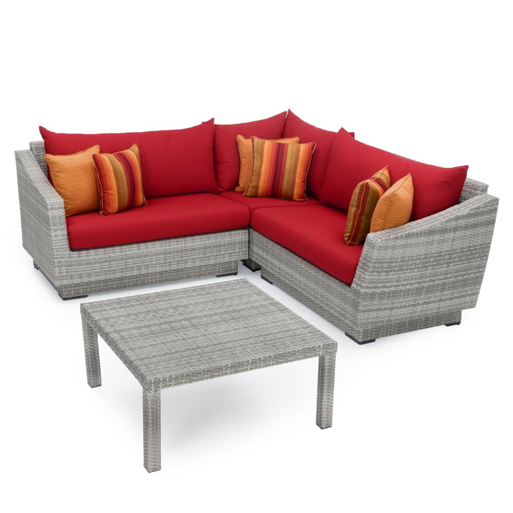 Cannes™ 4 Piece Sectional & Table - Sunset Red