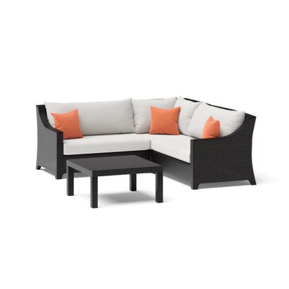 Deco™ 4 Piece Sunbrella® Outdoor Sectional & Table - Cast Coral