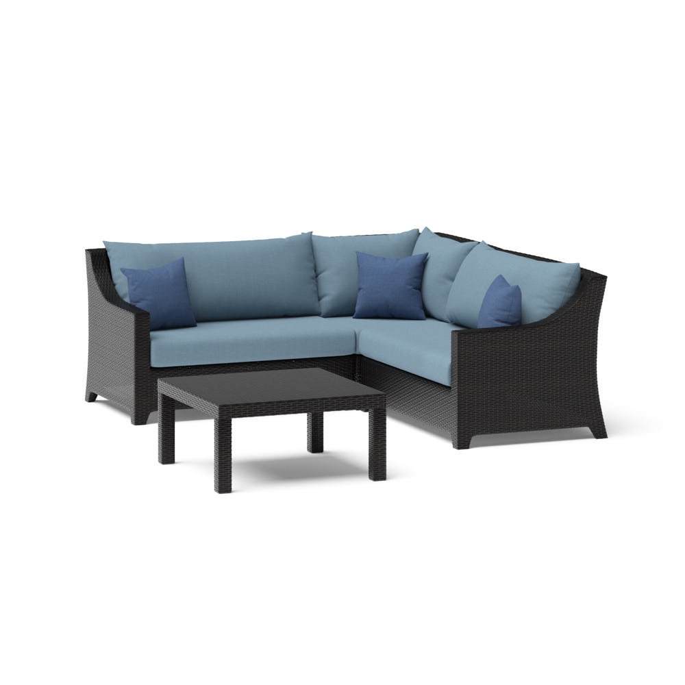 Deco™ 4 Piece Sunbrella® Outdoor Sectional & Table - Canvas Denim