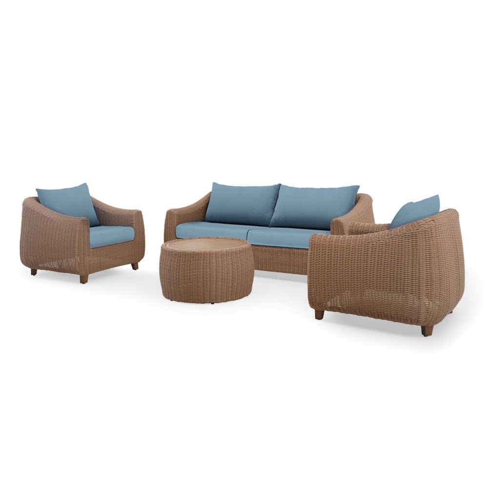 Luminis 4 Piece Sunbrella® Outdoor Patio Seating Set - Canvas Denim