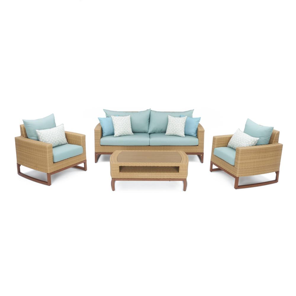 Mili™ 4 Piece Sunbrella® Outdoor Seating Set - Spa Blue