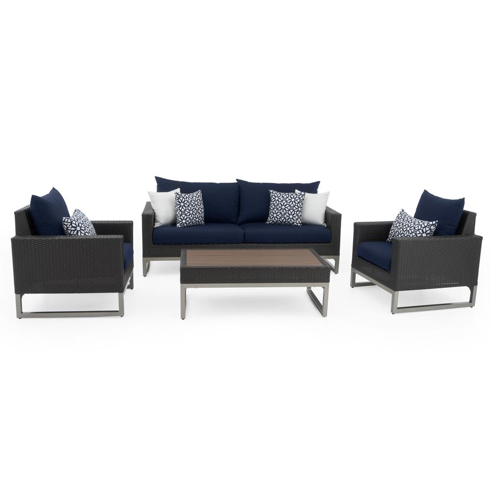 Milo™ Espresso 4 Piece Sunbrella® Outdoor Seating Set - Navy Blue