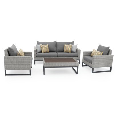 Milo™ Gray 4 Piece Sunbrella® Outdoor Seating Set - Charcoal Gray