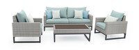Milo™ Gray 4 Piece Sunbrella® Outdoor Seating Set - Spa Blue