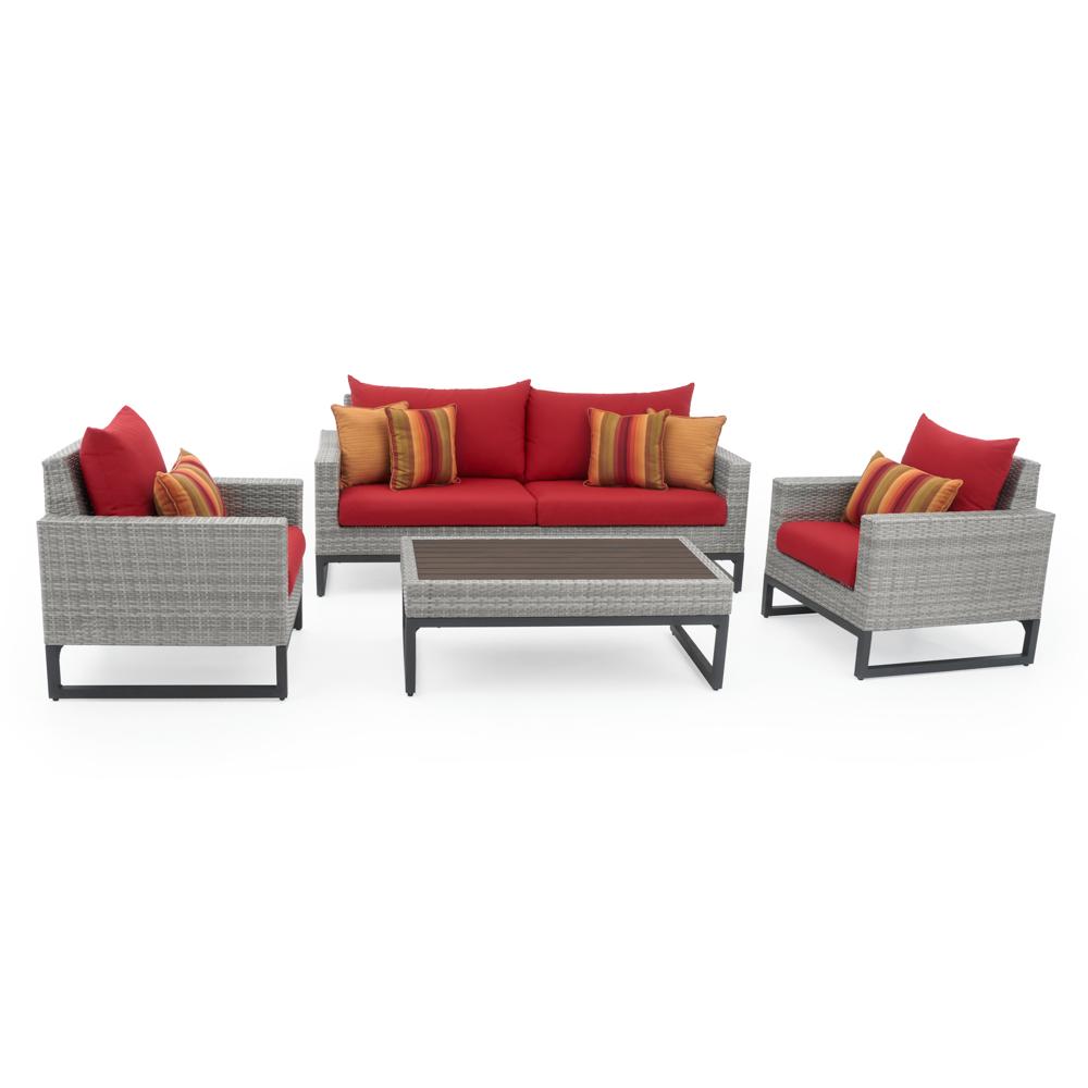 Milo™ Gray 4 Piece Seating Set - Sunset Red