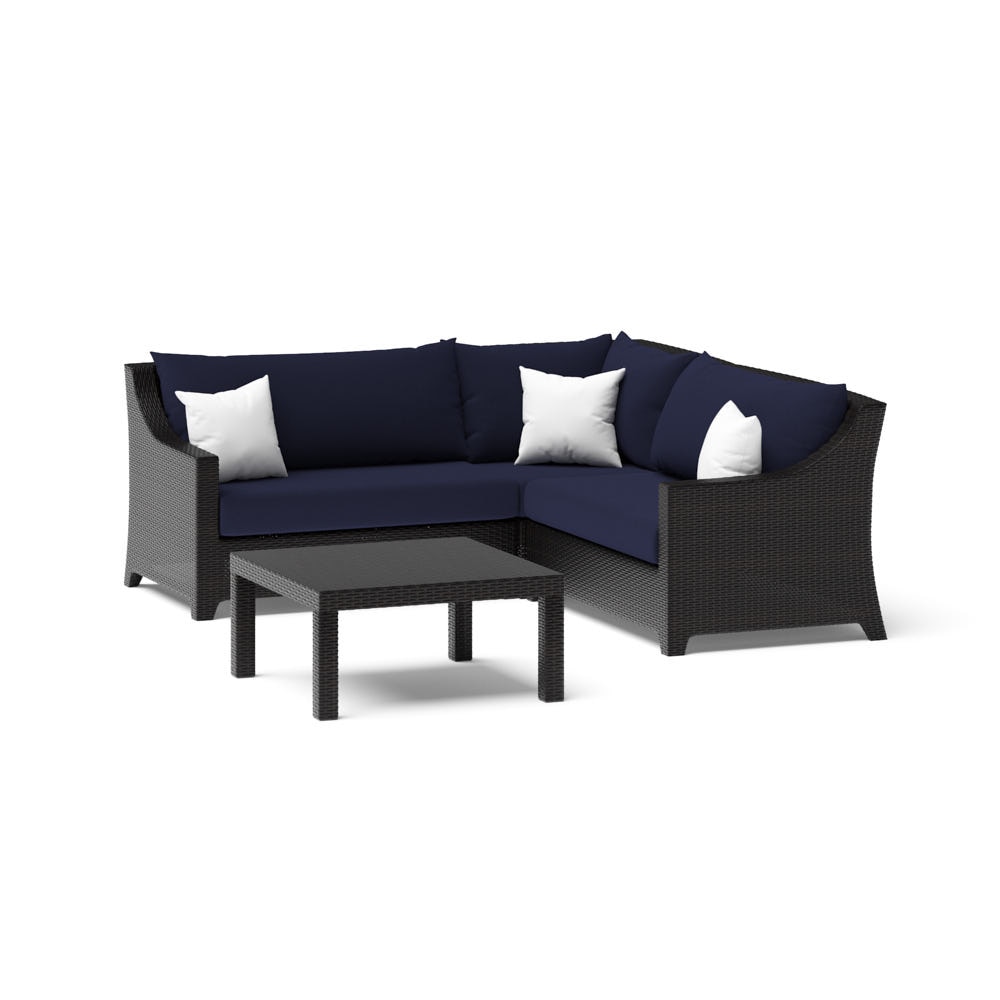 Deco™ 4 Piece Sunbrella® Outdoor Sectional & Table - Navy Blue