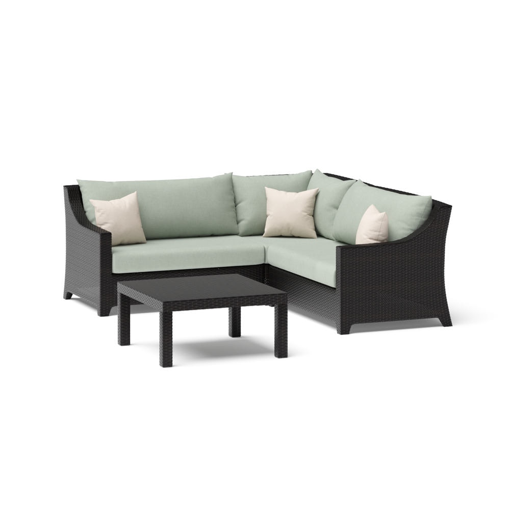 Deco™ 4 Piece Sunbrella® Outdoor Sectional & Table - Canvas Oasis