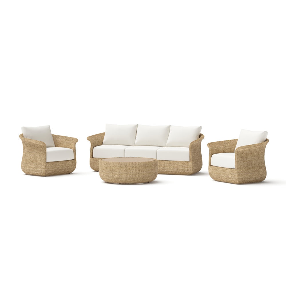 Sedona 4 Piece Resin Wicker Outdoor Patio Deep Seating Set - Linen White