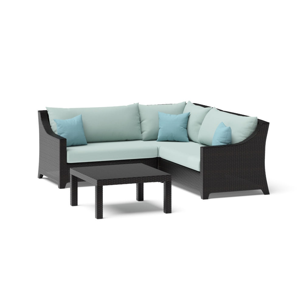 Deco™ 4 Piece Sunbrella® Outdoor Sectional & Table - Spa Blue