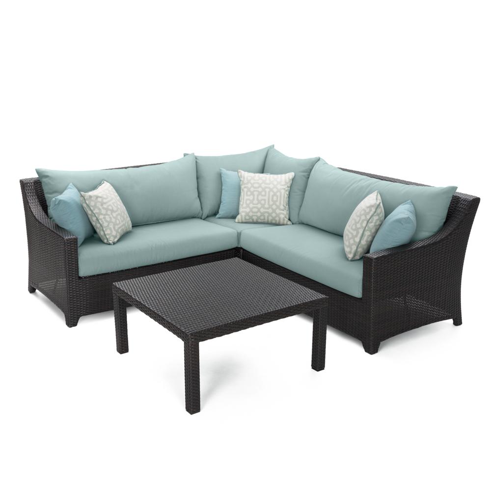 Deco™ 4 Piece Sunbrella® Outdoor Sectional & Table - Spa Blue